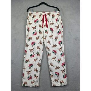 Old Navy Pajama Pants Womens M White Christmas Holiday Reindeer Gifts Loungewear